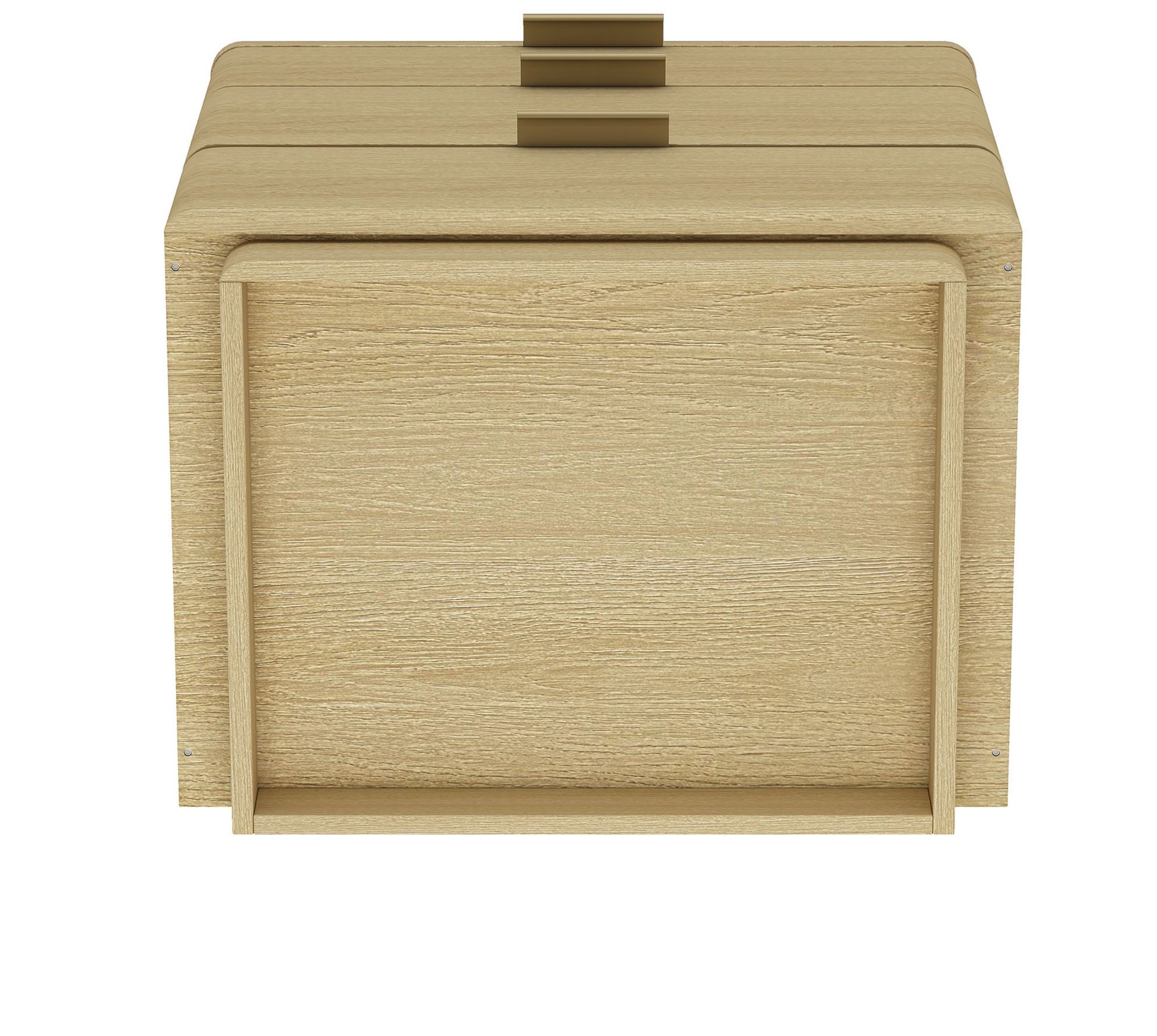 Payton Modern Nightstand with 3 Drawers in Natural Oak and Gold