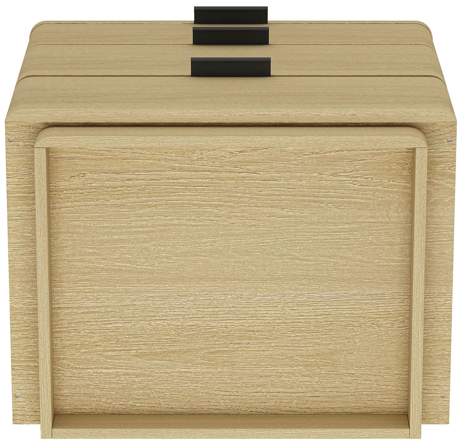 Payton Modern Nightstand with 6 Drawers in Natural Oak and Black - Set of 2