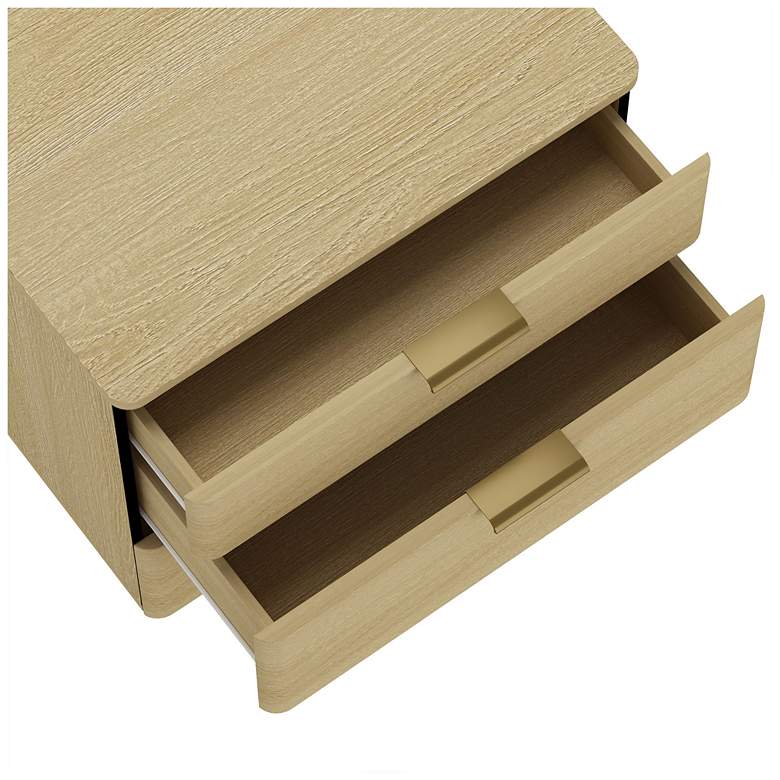 Image 5 Payton Modern Nightstand with 6 Drawers in Natural Oak and Gold - Set of 2 more views