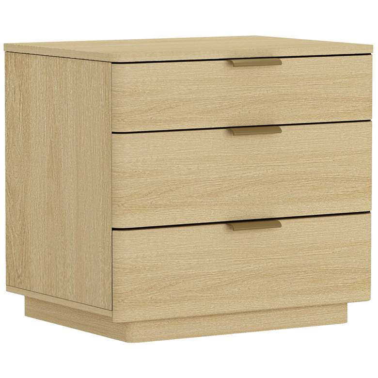 Image 6 Payton Modern Nightstand with 6 Drawers in Natural Oak and Gold - Set of 2 more views