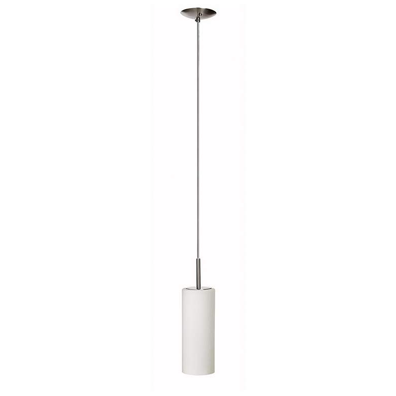Image 2 Paza 4" Wide Satin Chrome Cylinder Mini Pendant