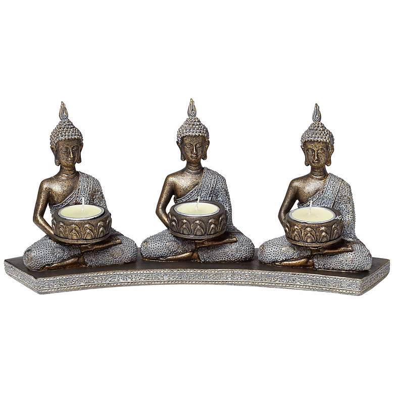 Image 1 Peace 14 1/2" Wide Thai Buddhas Tealight Candle Holder