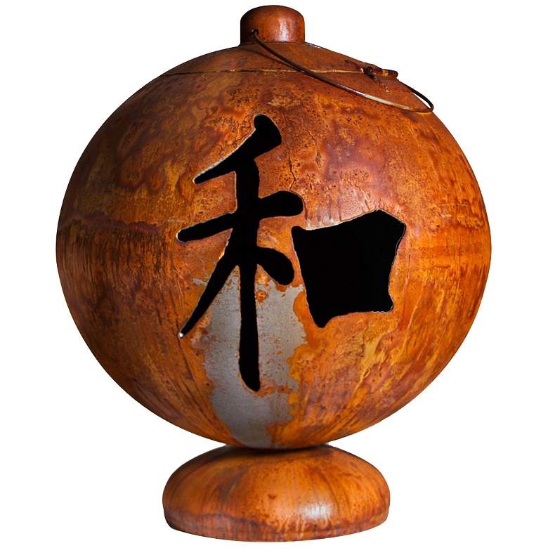 Peace Happiness Tranquility 30&quot; Wide Fire Globe