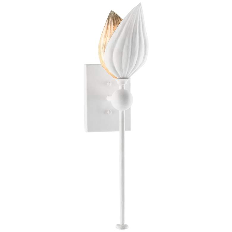 Image 1 Peace Lily 21 1/2" High Gesso White Floral Motif Wall Sconce