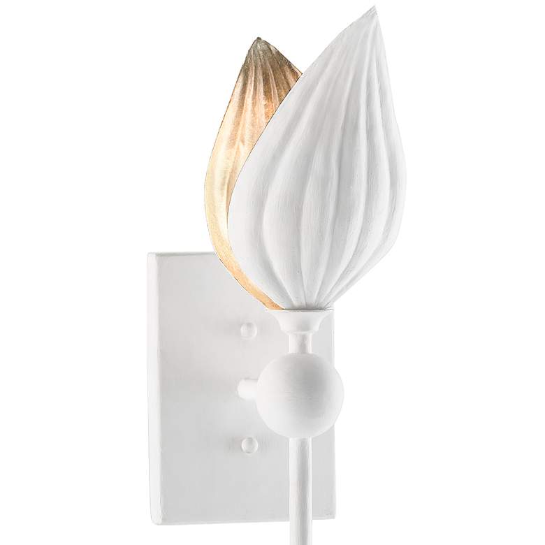 Image 2 Peace Lily 21 1/2" High Gesso White Floral Motif Wall Sconce more views