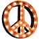 Peace Sign 24" Round Rusted Lighted Marquee Sign