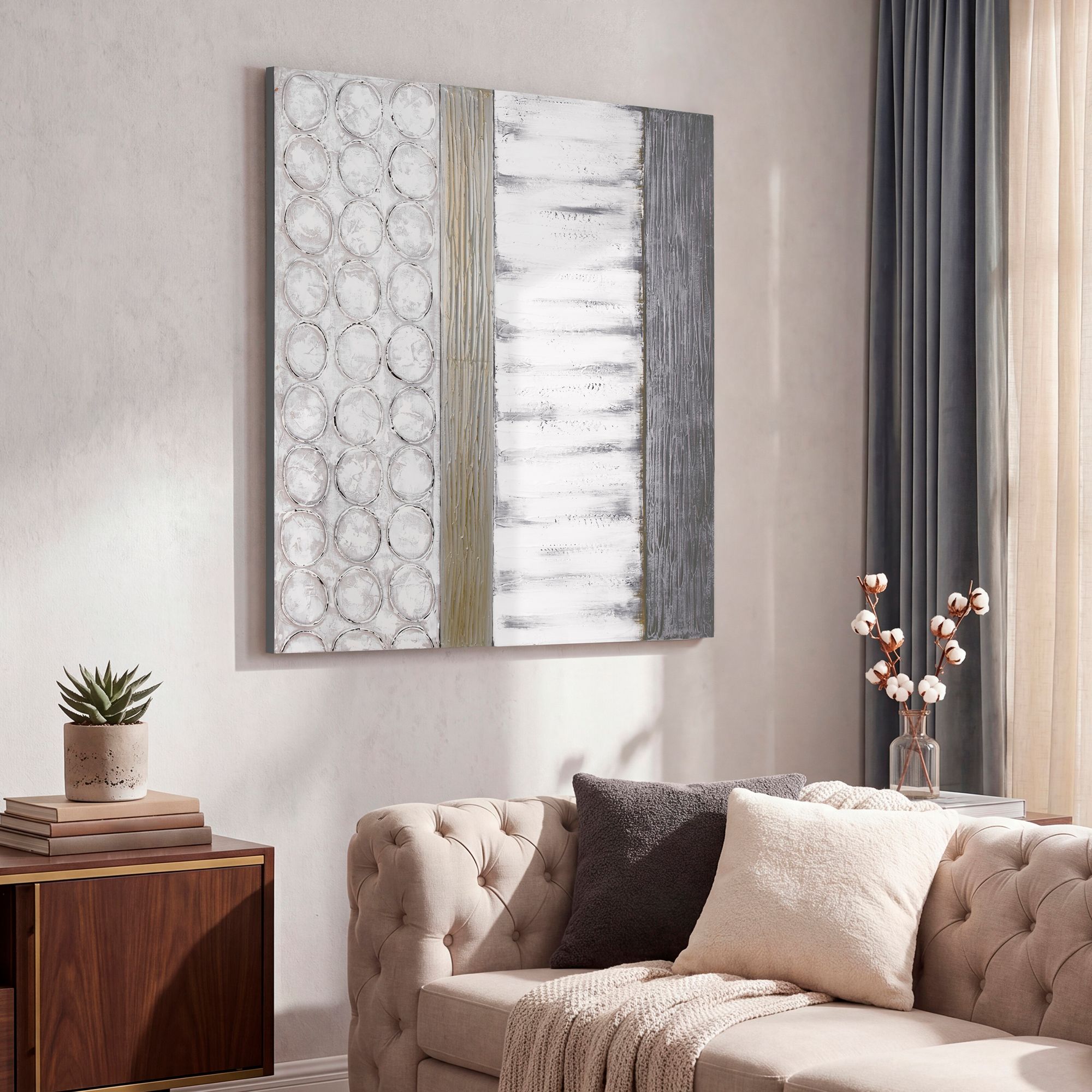 Peaceful 48" Square Hand-Painted Canvas Wall Art