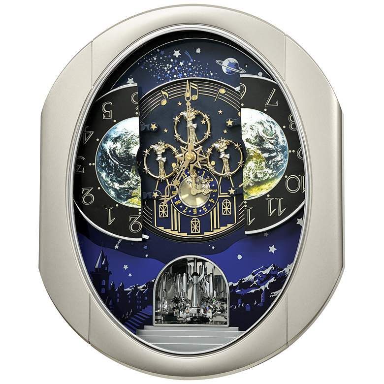 Image 2 Peaceful Cosmos II 18 1/2 inch High Musical Motion Wall Clock more views