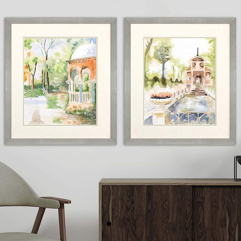 Image 2 Peaceful Gardens 30" High 2-Piece Framed Giclee Wall Art Set