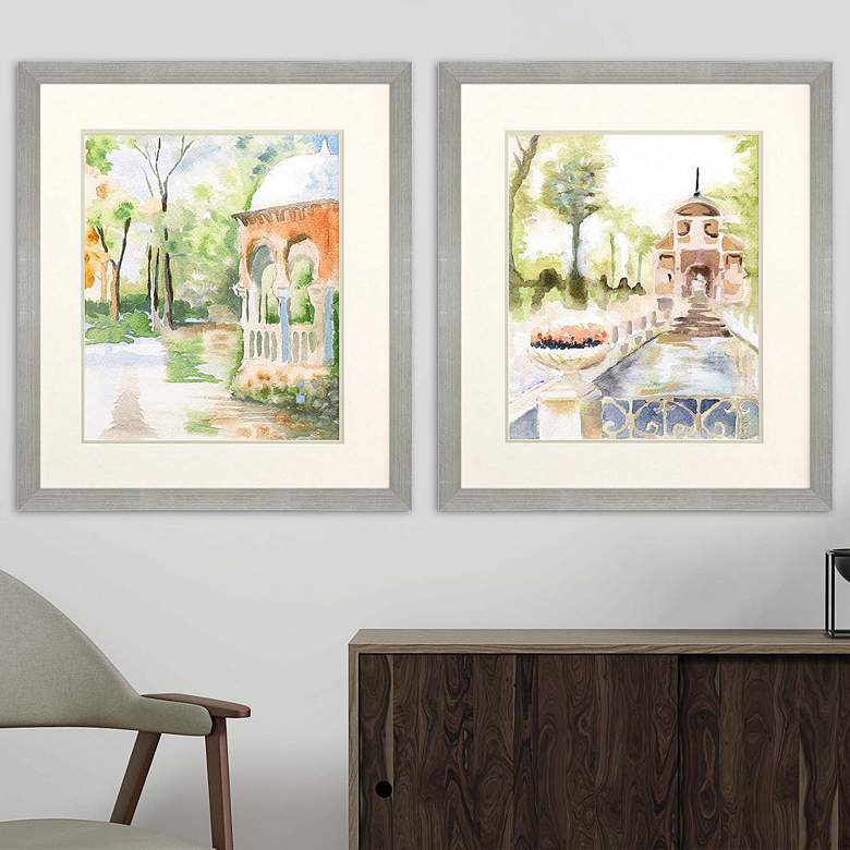 Image 2 Peaceful Gardens 30 inch High 2-Piece Framed Giclee Wall Art Set