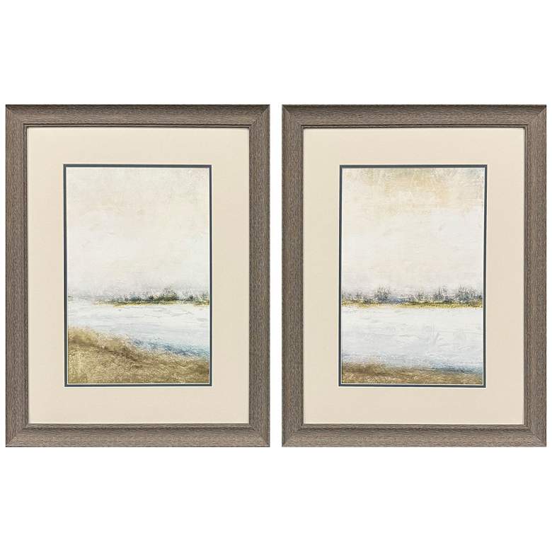 Image 1 Peaceful Lake 21"W x 27"H Modern Framed Art Set of 2