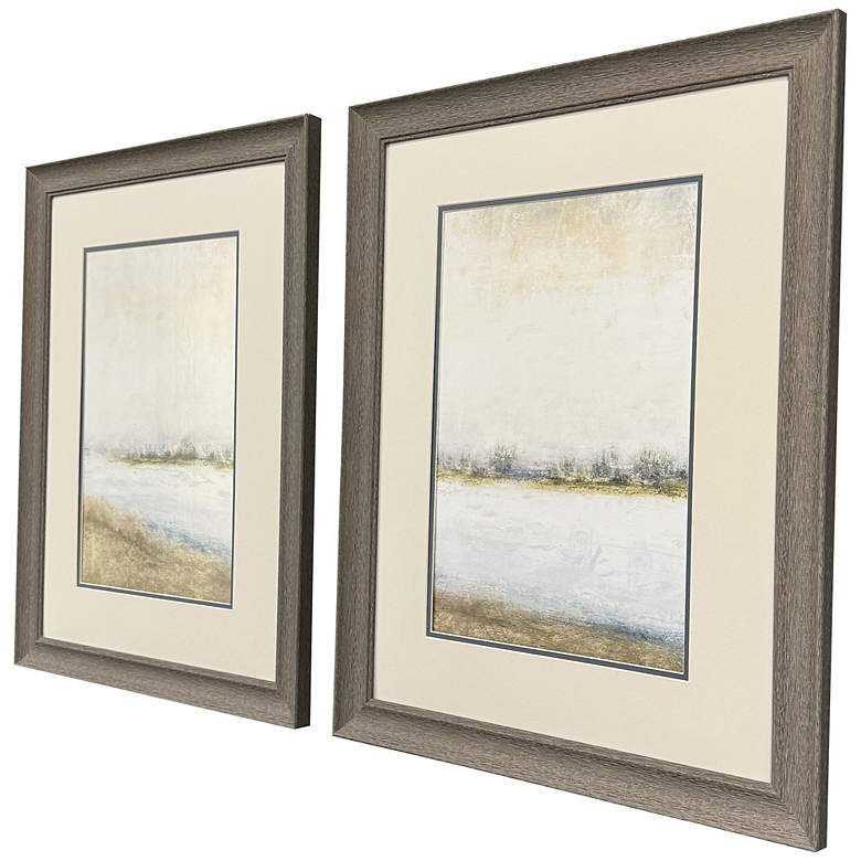 Image 2 Peaceful Lake 21"W x 27"H Modern Framed Art Set of 2 more views