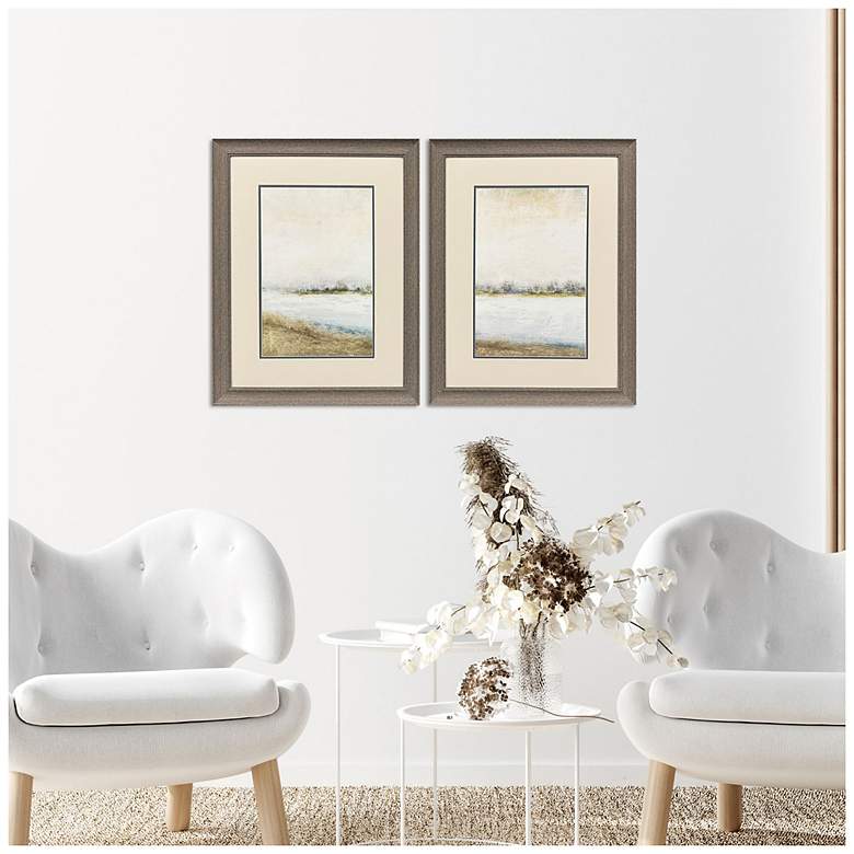 Image 4 Peaceful Lake 21"W x 27"H Modern Framed Art Set of 2 more views