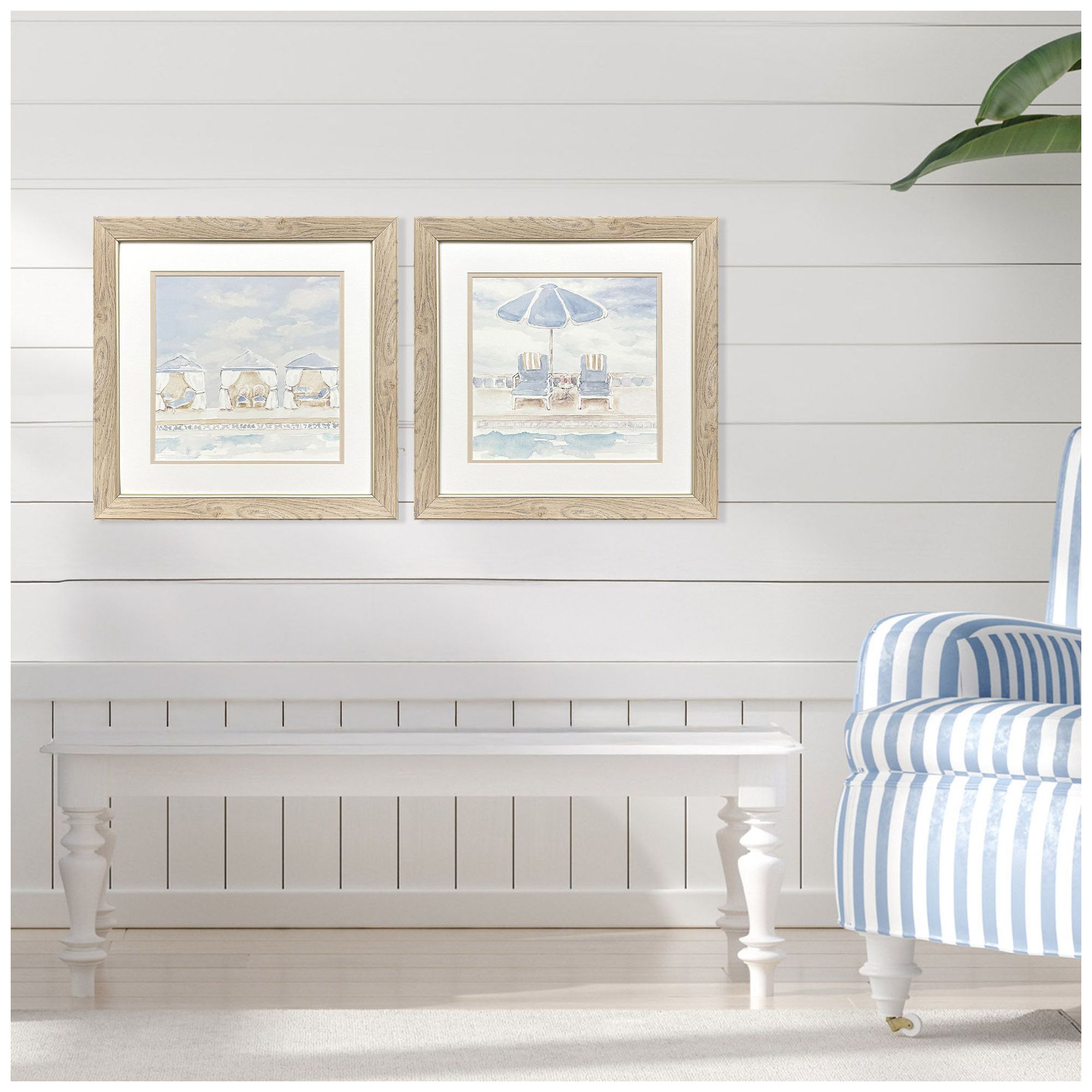 Image 4 Peaceful Poolside 19"W x 19"H Framed Art Set of 2 more views