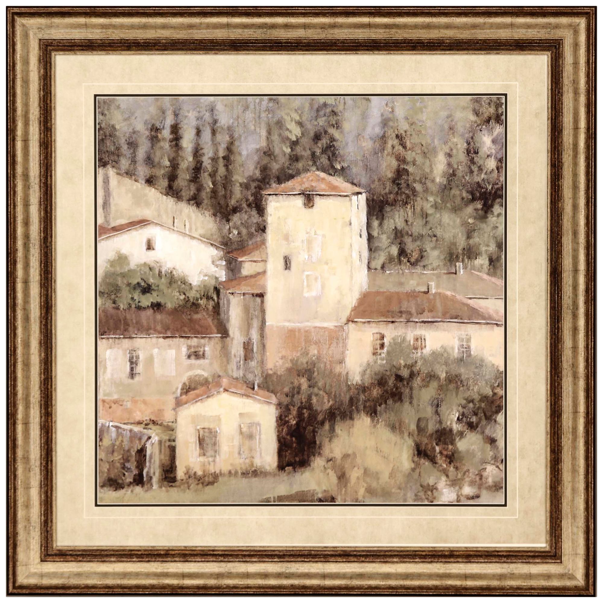 Peaceful View of Tuscany 43" Square Framed Giclee Wall Art