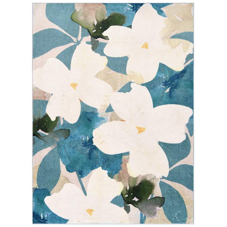 Image 1 Peach Teal Floral 8'x10'Hand Washable Flowers Power-loomed Art Area Rug