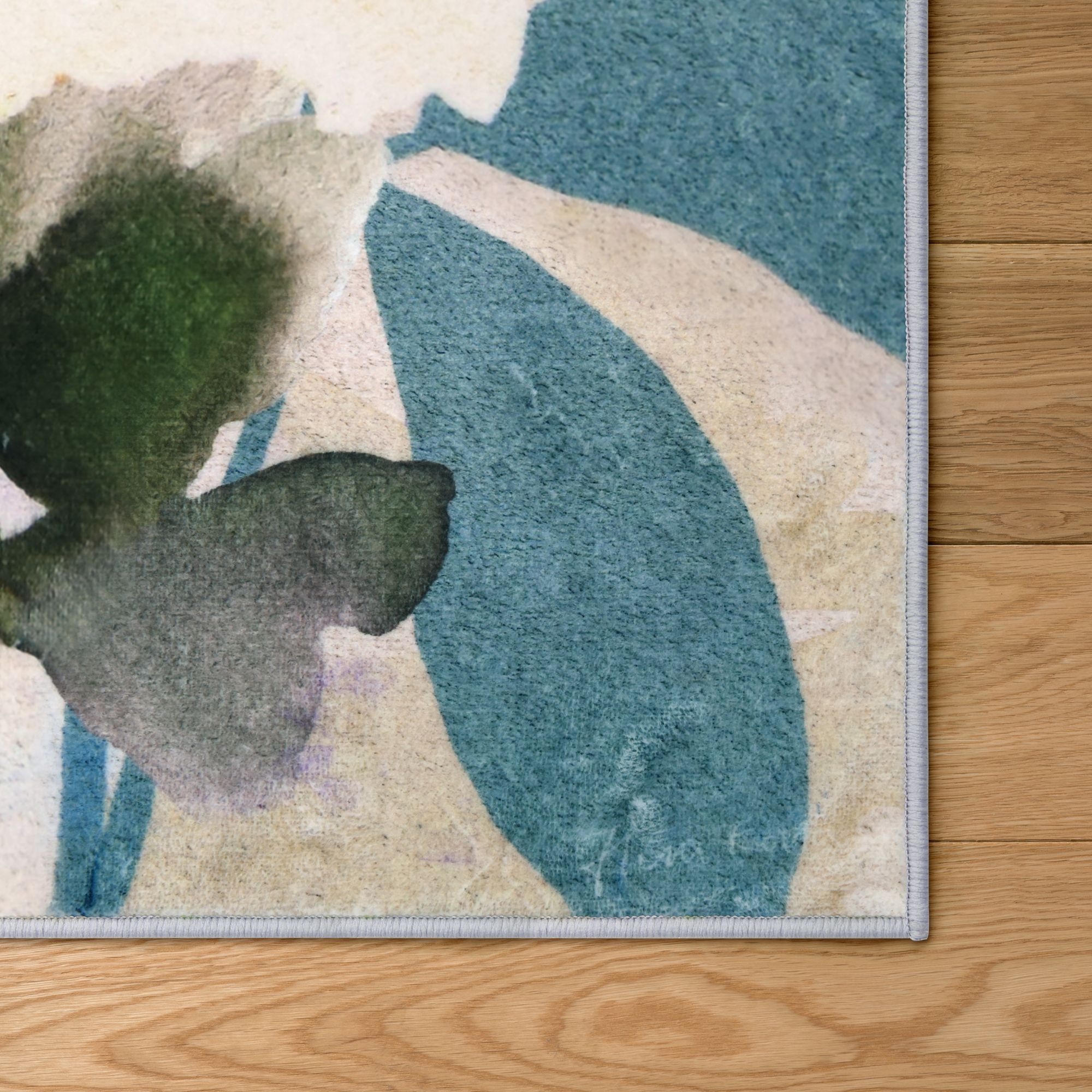 Image 4 Peach Teal Floral 8'x10'Hand Washable Flowers Power-loomed Art Area Rug more views