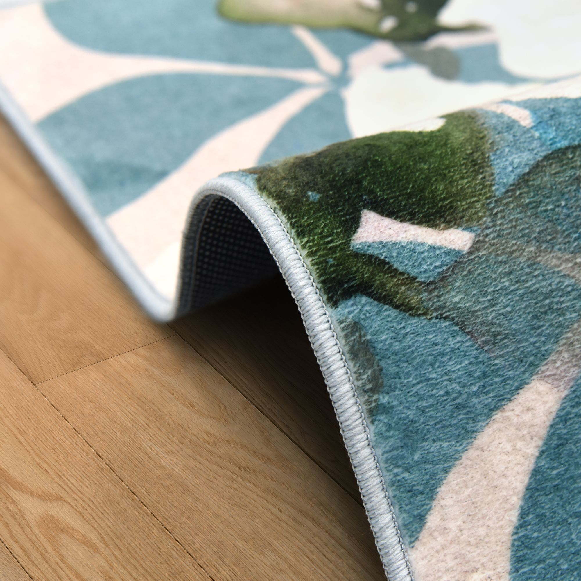 Image 6 Peach Teal Floral 8'x10'Hand Washable Flowers Power-loomed Art Area Rug more views