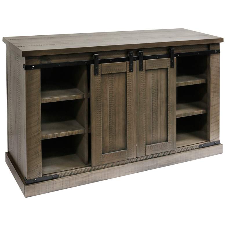 Image 1 Peachtree 52" Wide Rustic Taupe Gray Sliding Barn Door Media Console