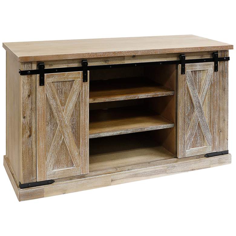 Image 1 Peachtree 52"W Cream Bisque Sliding X-Brace Barn Door Media Console
