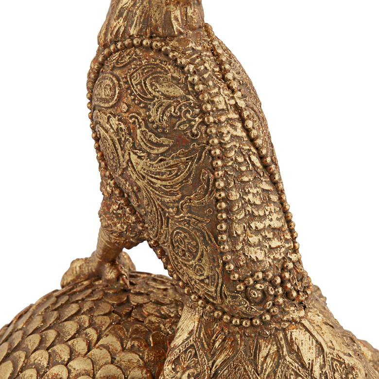 Image 6 Peacock 9 3/4 inch High Matte Gold Figurine more views