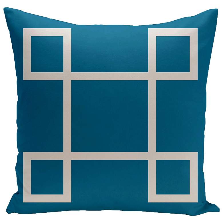 Image 1 Peacock Blue Intersect 20 inch Square Outdoor Pillow