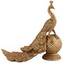 2_Peacock creature 9 3/4" High Matte Gold Figurine