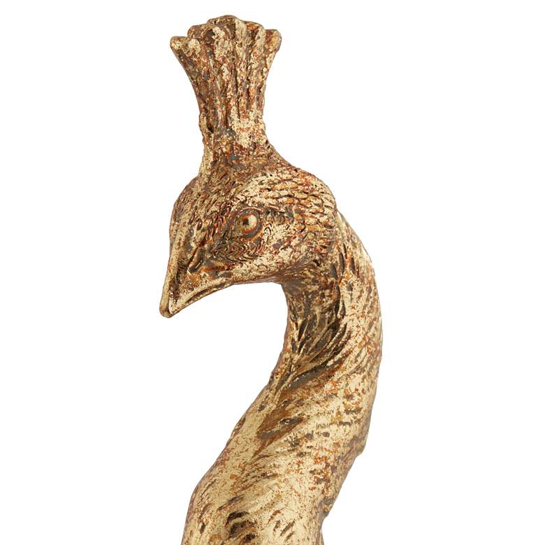 Image 3 Peacock creature 9 3/4" High Matte Gold Figurine more views