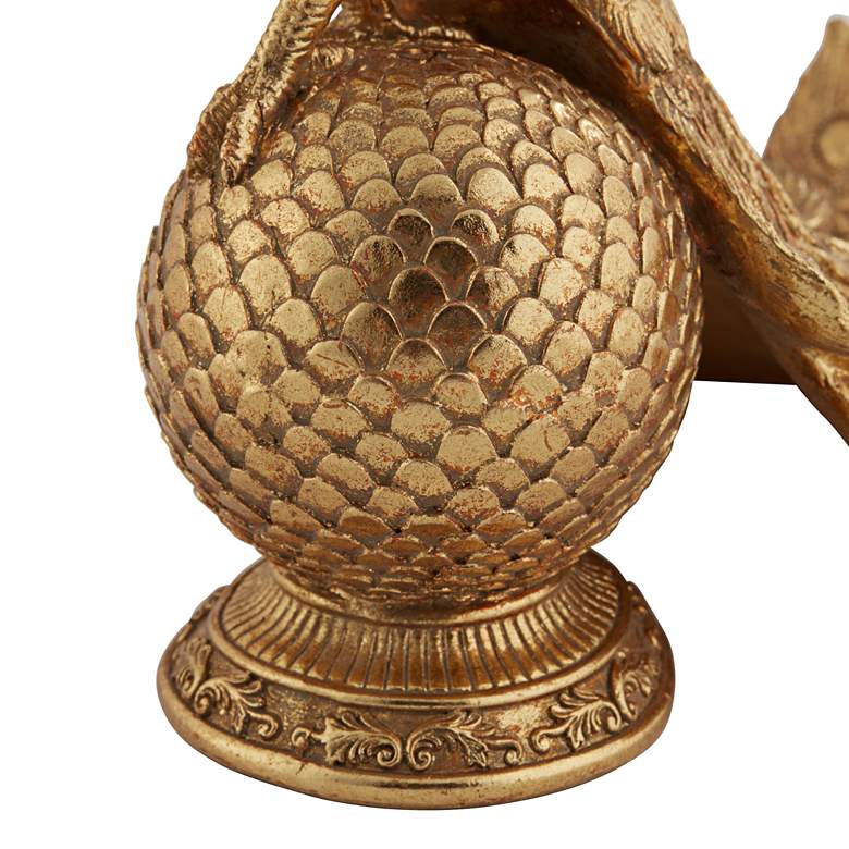 Image 4 Peacock creature 9 3/4" High Matte Gold Figurine more views