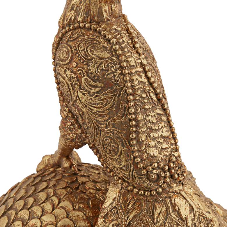 Image 6 Peacock creature 9 3/4" High Matte Gold Figurine more views