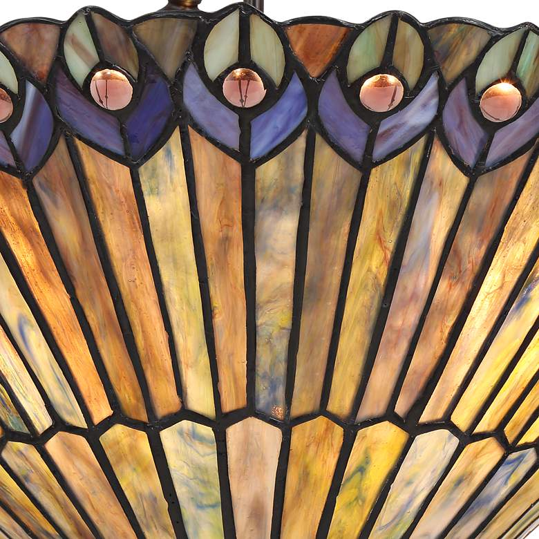 Image 3 Peacock Glass 3-Light 20 inch Wide Tiffany-Style Pendant Light more views
