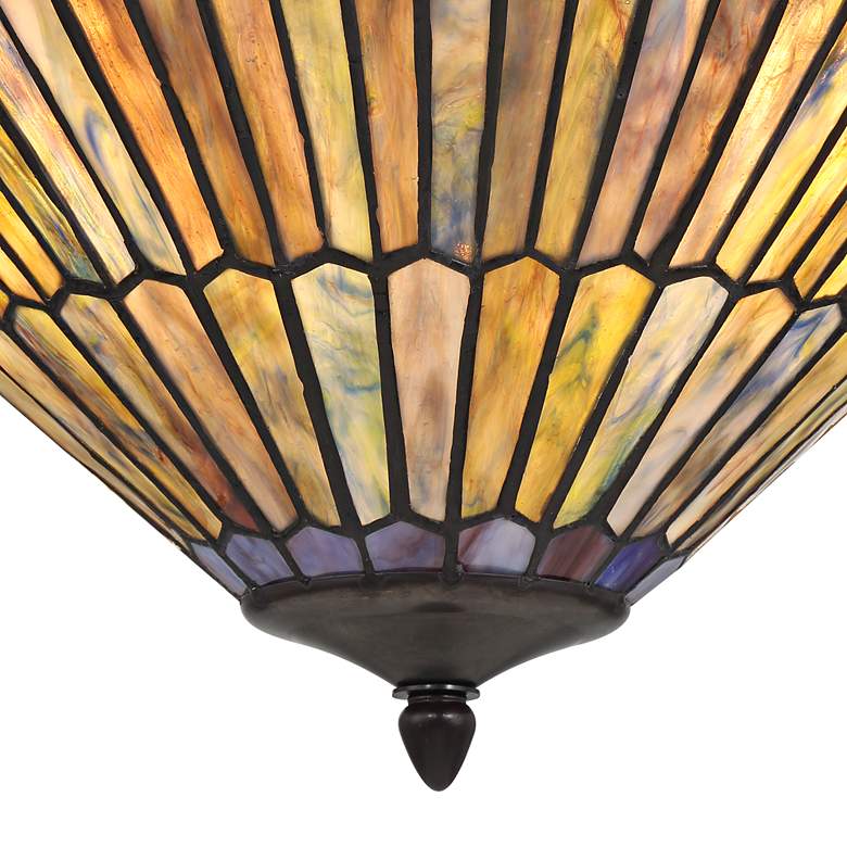 Image 4 Peacock Glass 3-Light 20 inch Wide Tiffany-Style Pendant Light more views