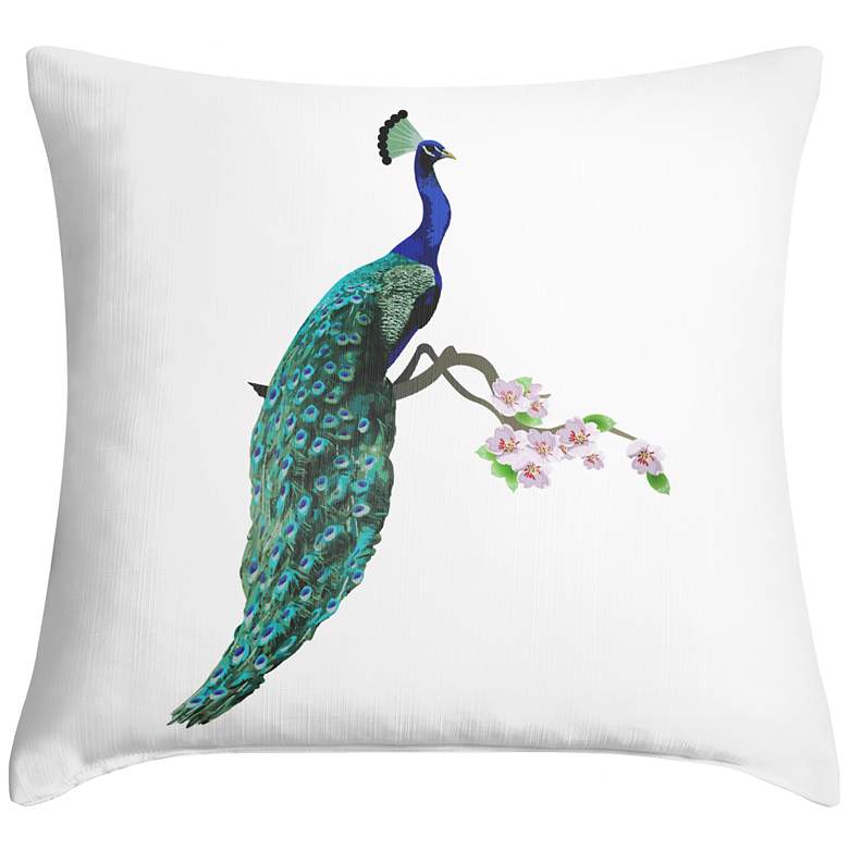 Peacock Left Facing 18&quot; Square Throw Pillow