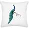 Peacock Left Facing White Canvas 18" Square Pillow