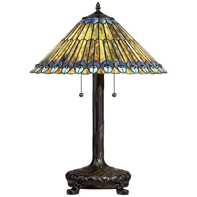 Image 2 Peacock Motif Robert Louis Tiffany-Style Table Lamp