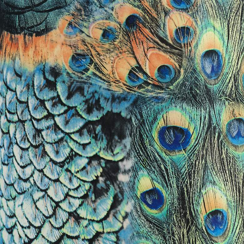 Image 3 Peacock Print Drum Lamp Shade 14x16x11 (Spider) more views