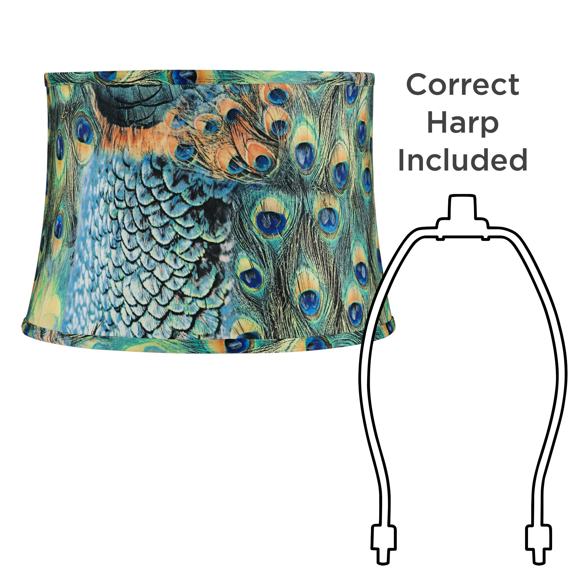 springcrest peacock print drum lamp shade 14x16x11