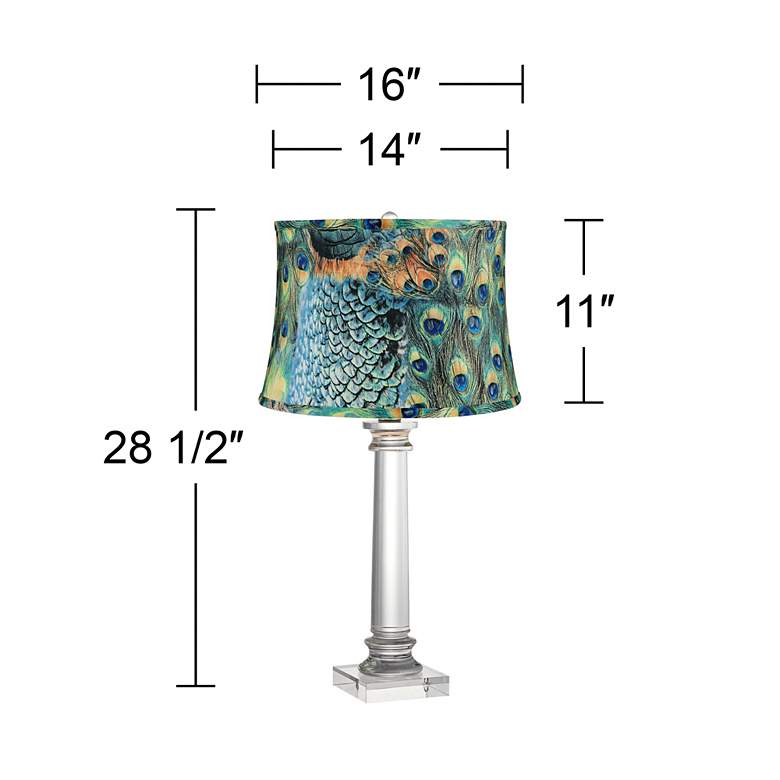 Image 4 Peacock Print Modern Crystal Column Table Lamp more views