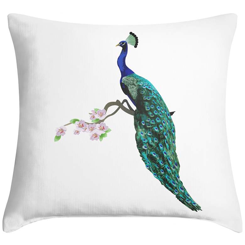 Peacock Right Facing 18&quot; Square Throw Pillow