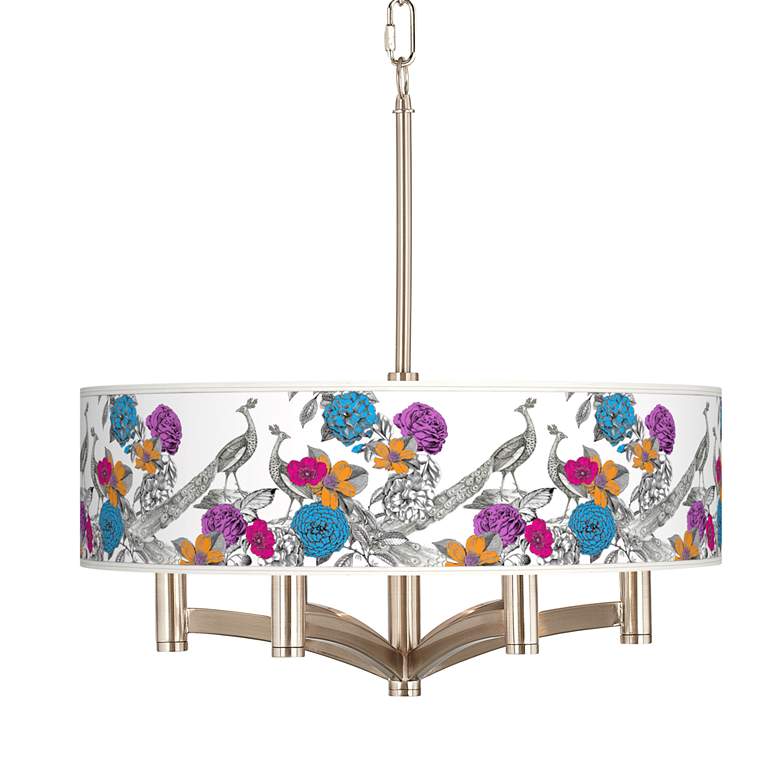 Image 1 Peacocks in the Garden Ava 6-Light Nickel Pendant Chandelier