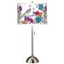 Peacocks in the Garden Giclee Brushed Nickel Table Lamp
