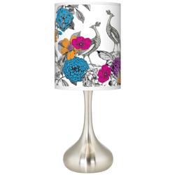 Peacocks in the Garden Giclee Modern Droplet Table Lamp