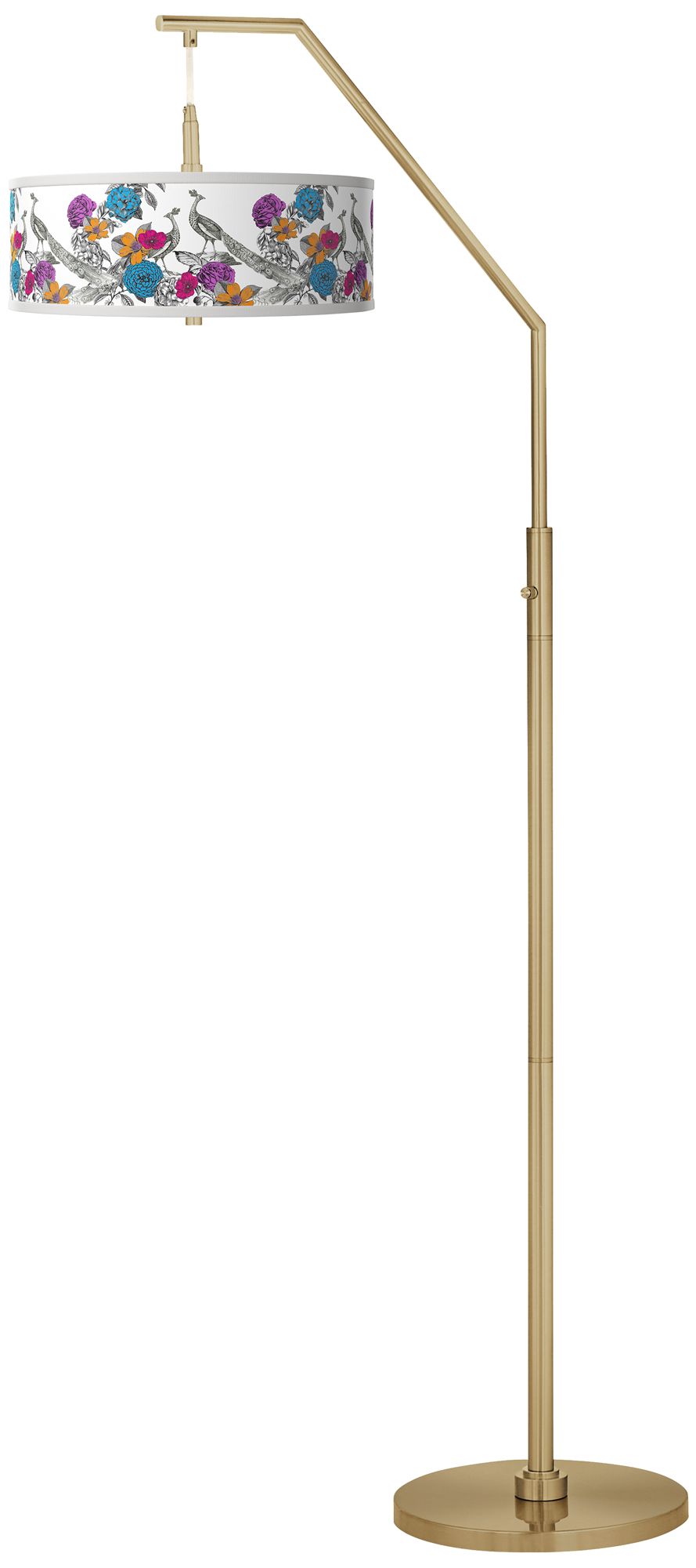 Peacocks In The Garden Giclee Warm Gold Arc Floor Lamp