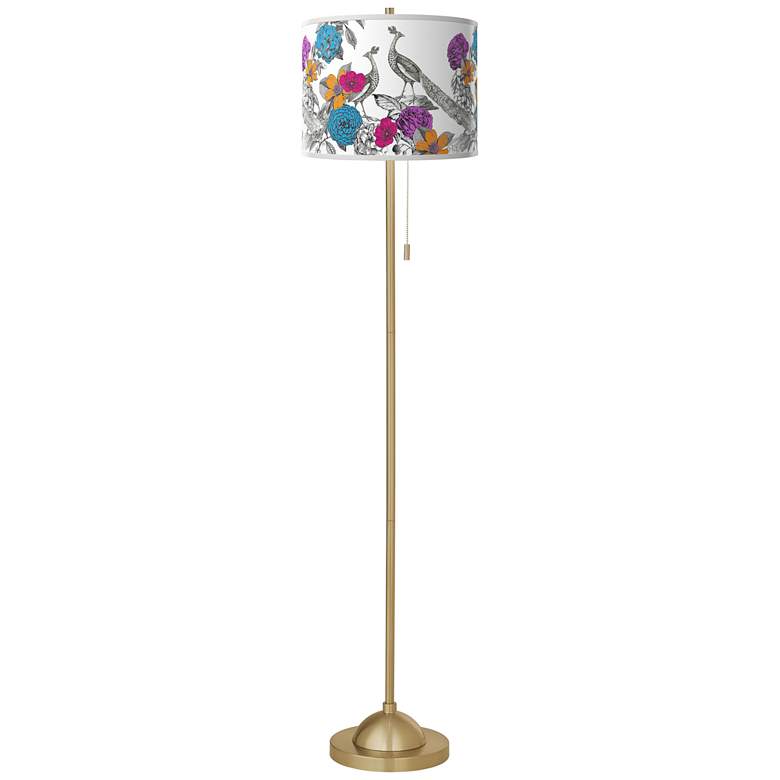 Image 2 Peacocks In The Garden Giclee Warm Gold Stick Floor Lamp