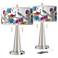 Peacocks in the Garden I Vicki Nickel USB Table Lamps Set of 2