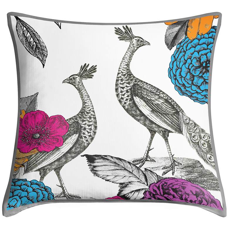 Image 1 Peacocks in the Garden II 18 inch Square Throw Pillow
