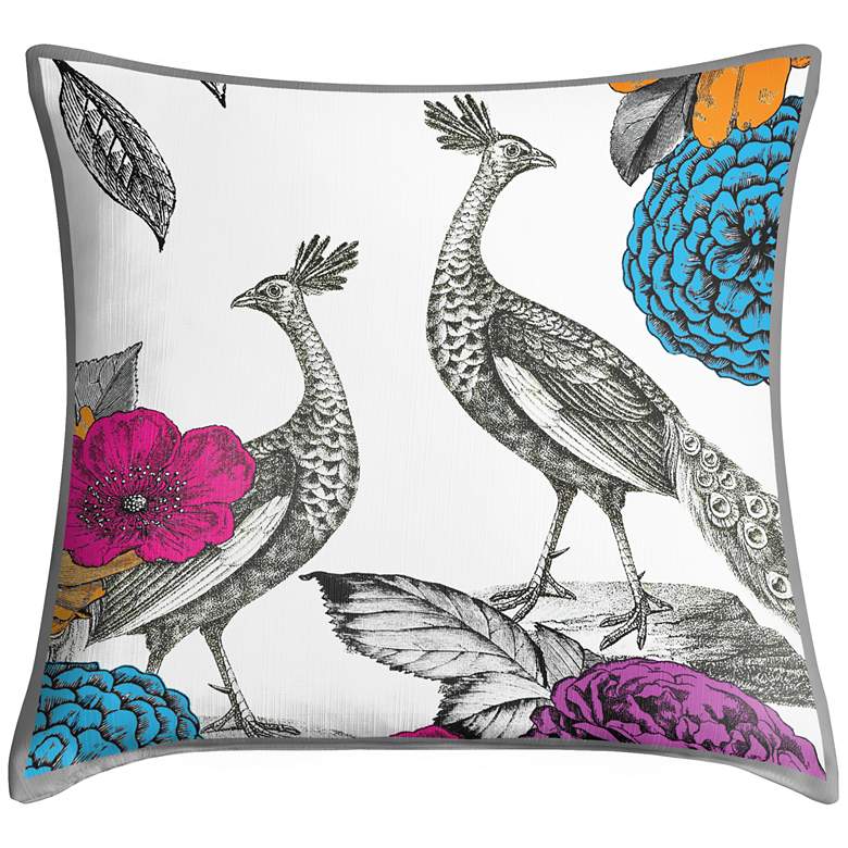 Image 1 Peacocks in the Garden II 18" Square Throw Pillow