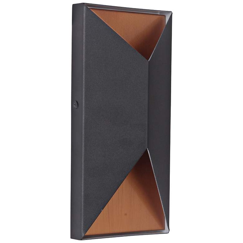 Image 1 Peak 10" High Black and Brass LED Pocket Outdoor Wall Light
