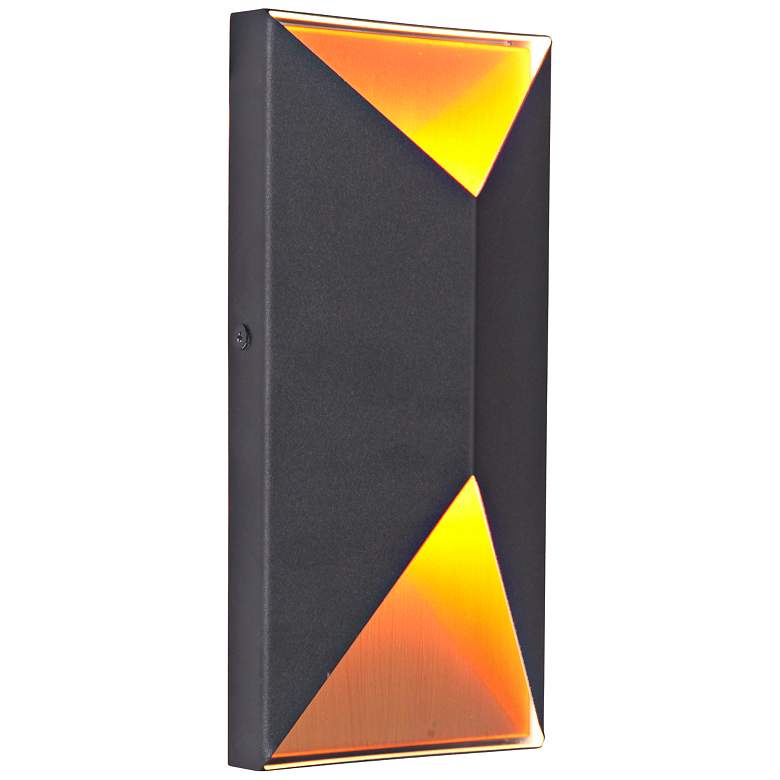 Image 2 Peak 10" High Black and Brass LED Pocket Outdoor Wall Light more views