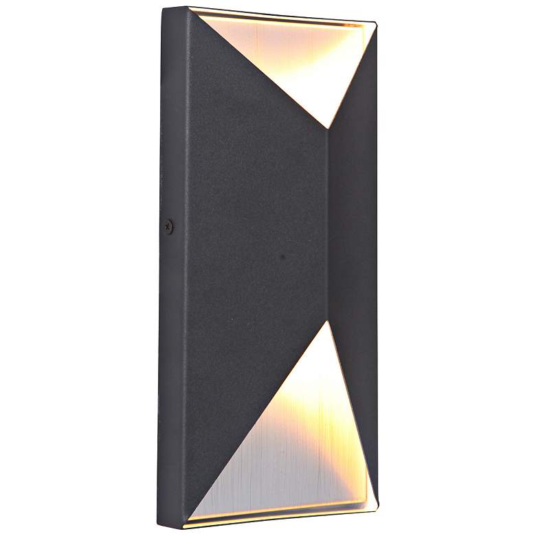 Image 1 Peak 10 inchH Black and Aluminum LED Pocket Outdoor Wall Light